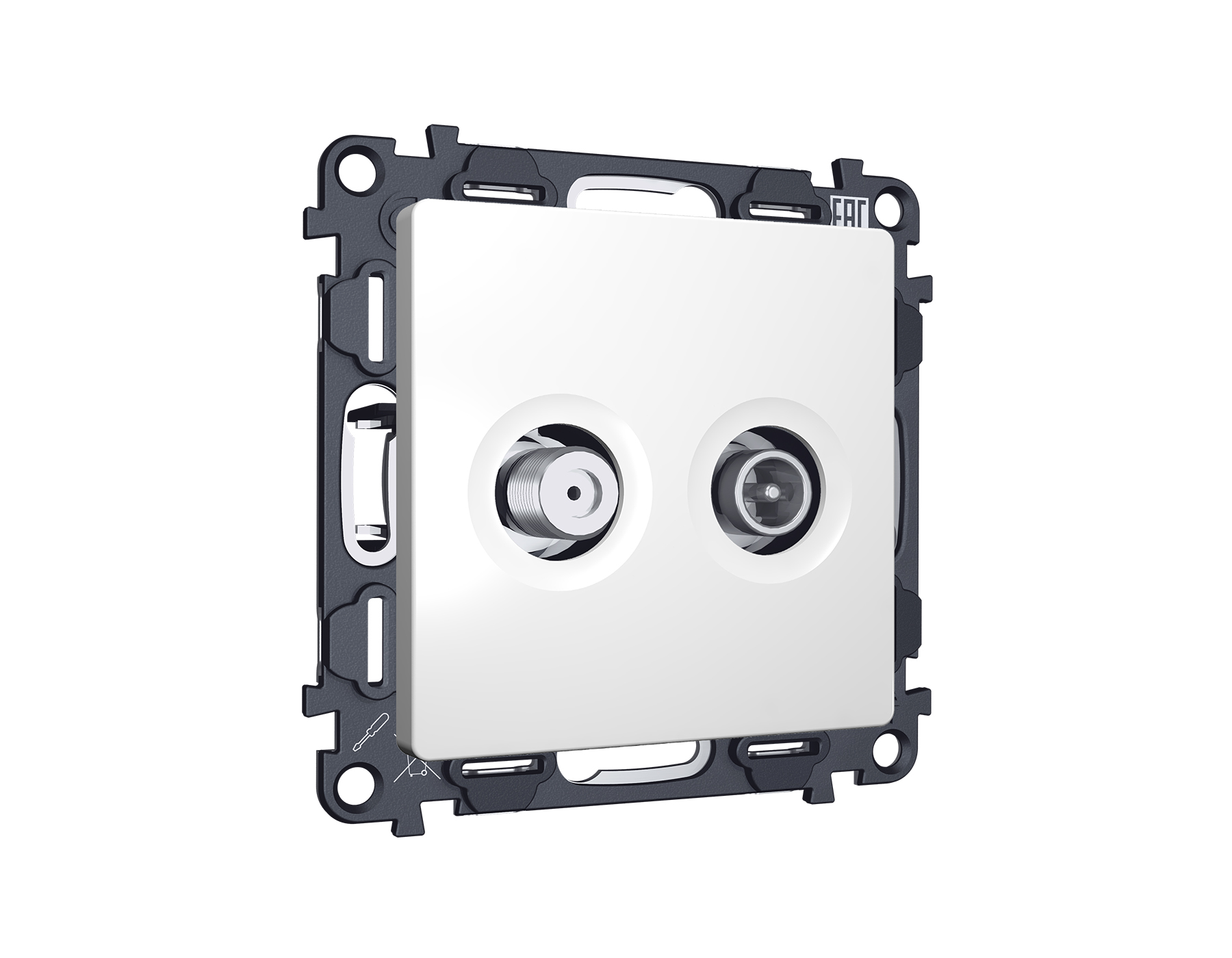 MA133310 Комплект механизма розетки TV оконечной + SAT 5-862MHz 3.5dB/950-2150MHz 3.5dB ALFA Белый м