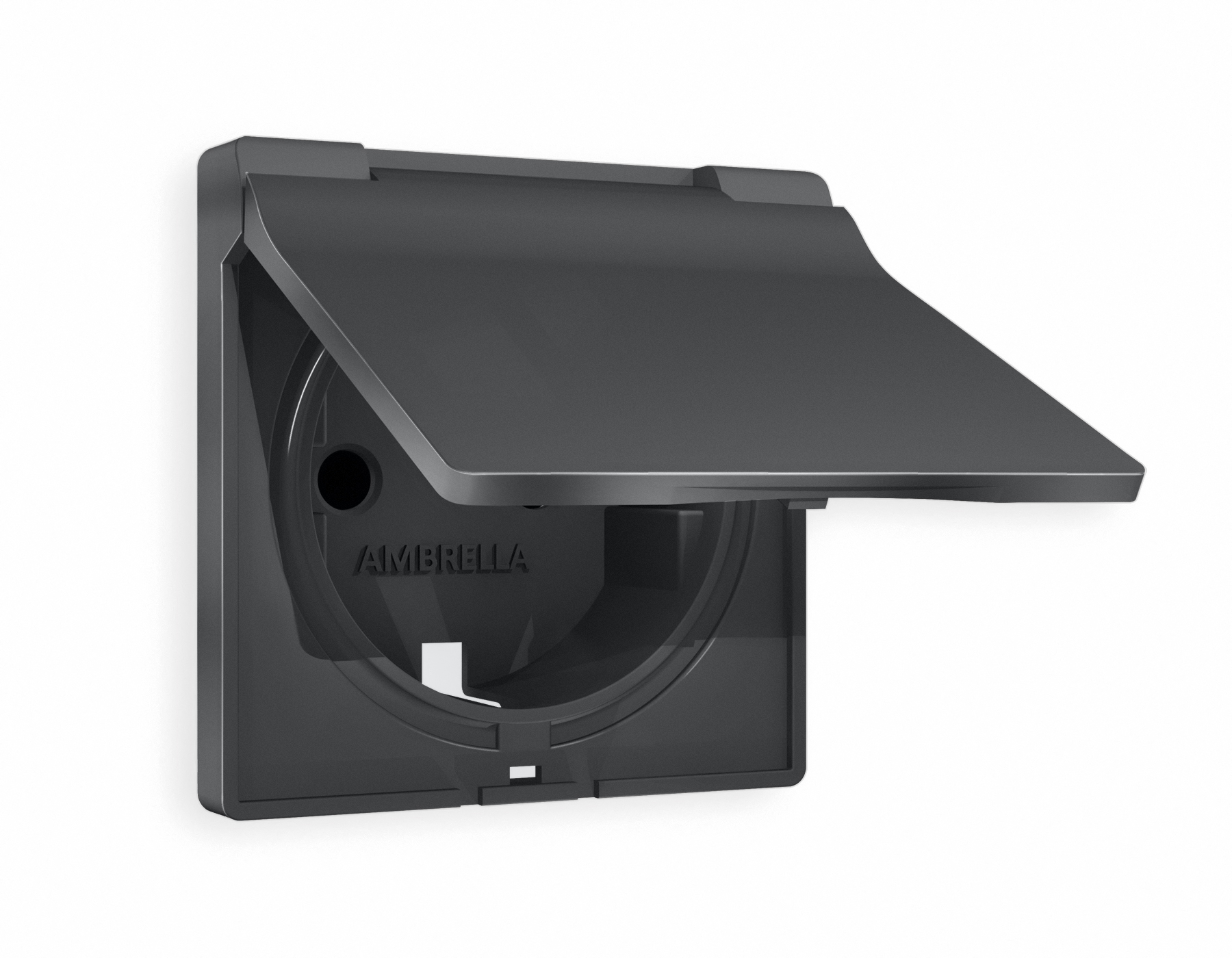 AP9080 Лицевая панель ALFA (Графит Мягкое касание) для электр розетки с/з со шторк/крышк IP44 QUANT 