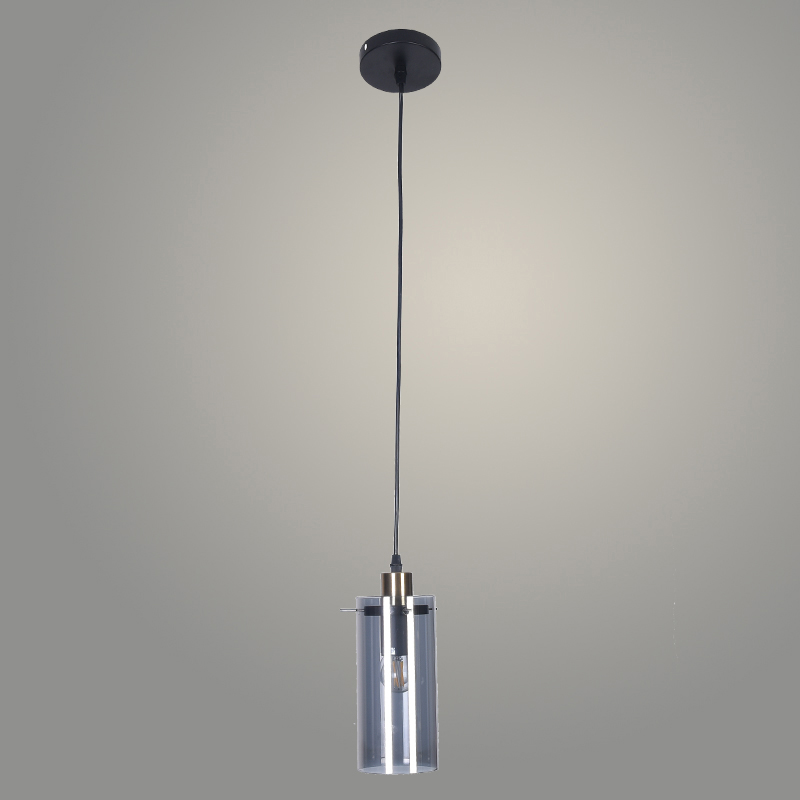 Подвес BK21107/1HQ BK+AB+SMOKE черный/дымчатый 1х40W E27 h1000, XLD22