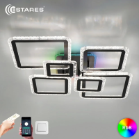 Люстра светодиодная ESTARES OVAL ICE RGB 180W 7S-APP-960x750x110-BLACK/CLEAR-220-IP20 управляемая
