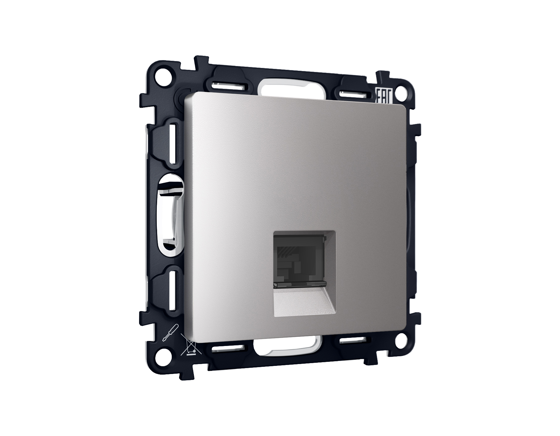 MA512010 Комплект механизма компьютер розетки ALFA Сталь матовый RJ-45(8P8C)штор QUANT(AP5120,VM188)