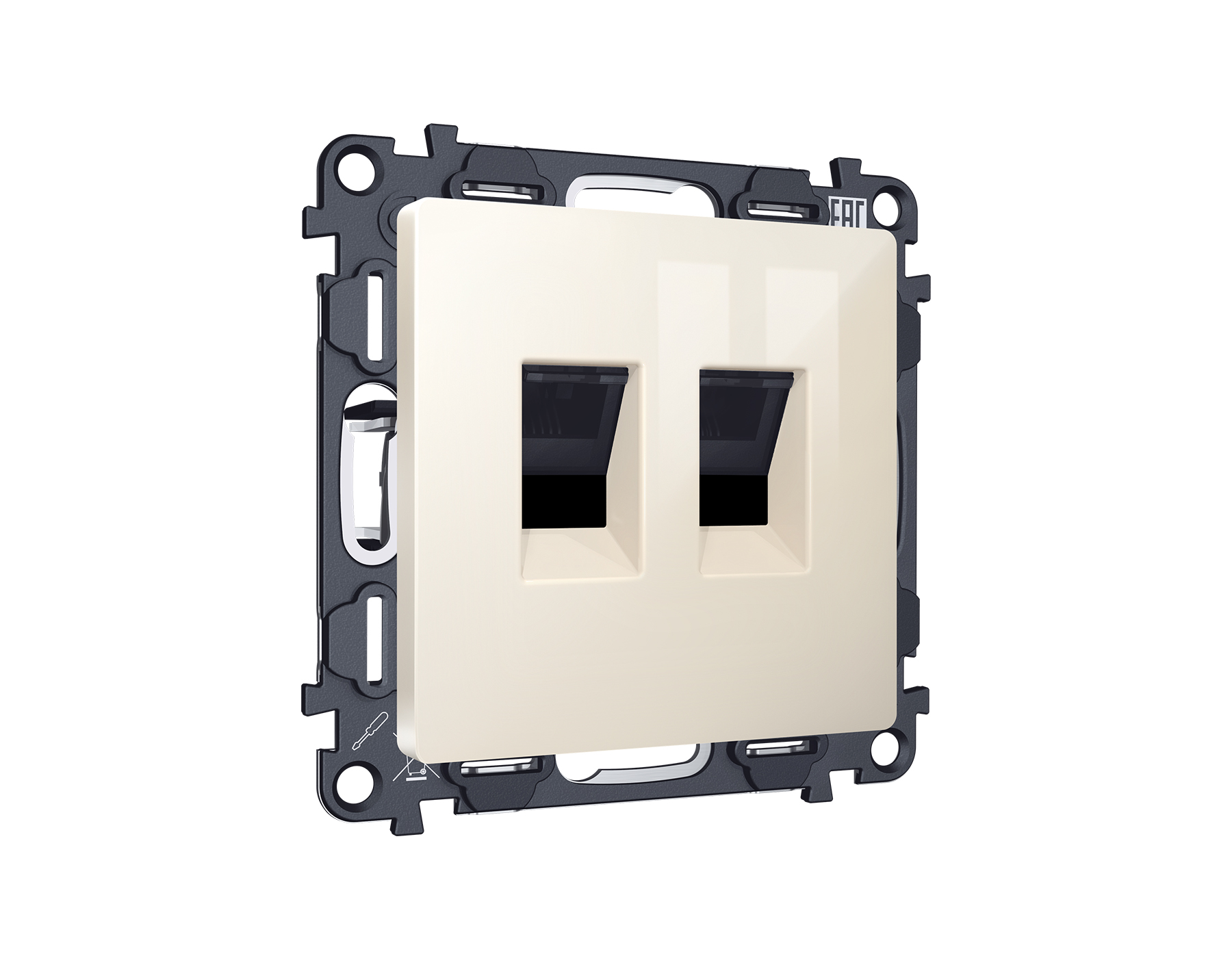 MA312110 Комплект механизма компьютерной двойной розетки RJ-45 с автоматической защитной шторкой ALF