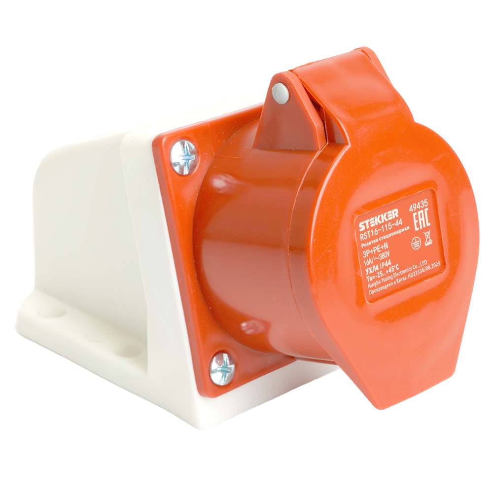 Розетка стационарная ST-115 16А 380В 3P+PE+N IP44, RST16-115-44 красный