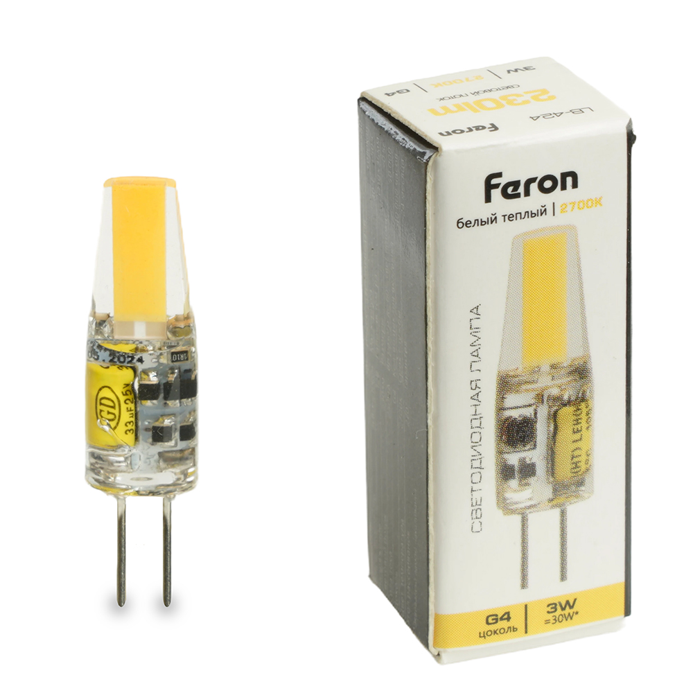 Лампа светодиодная, (3W) 12V G4 2700K JC, LB-424