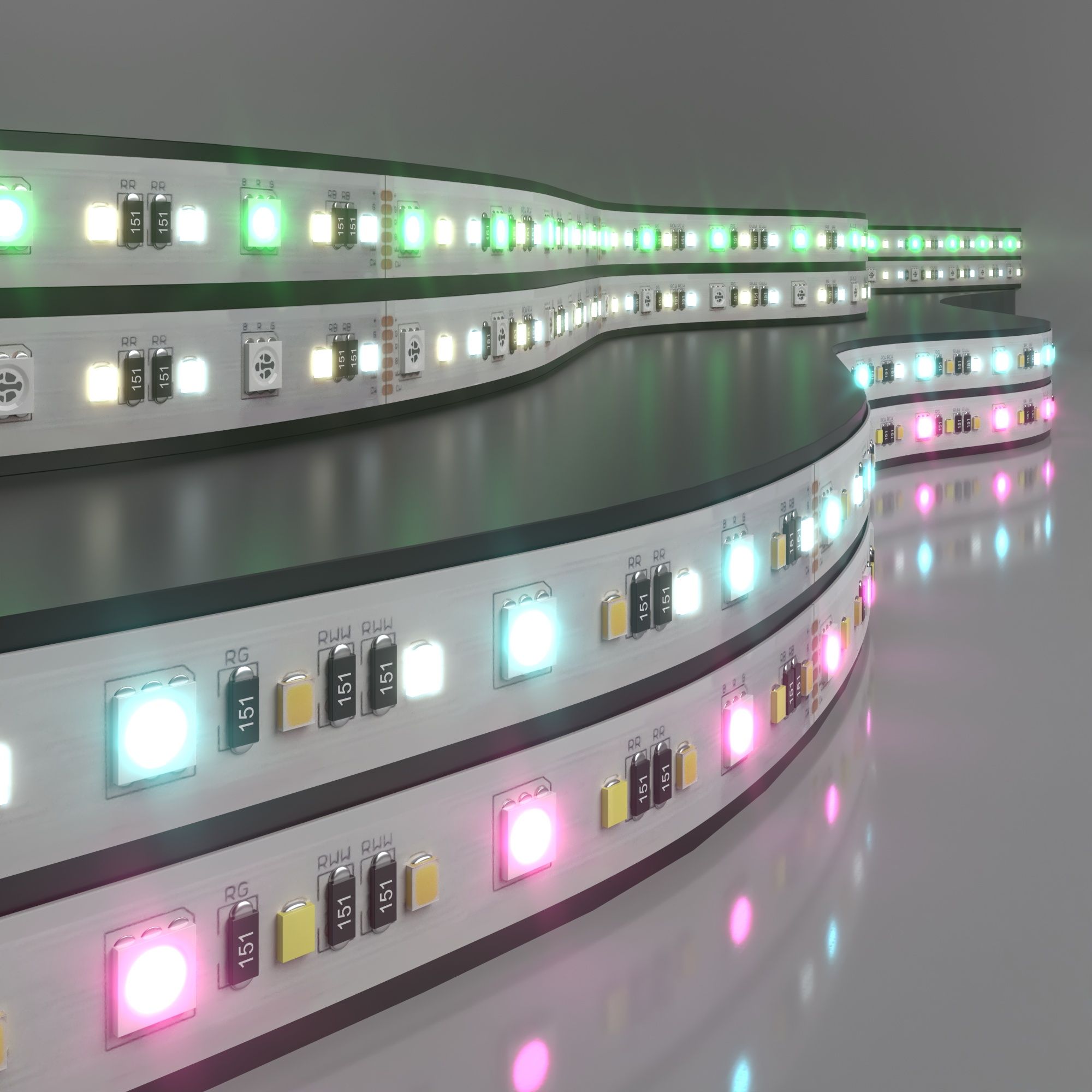 Светодиодная лента Лента светодиодная 24V 16W 90Led 5050+2835+2835 IP20 MIX RGB/теплый белый/холодны