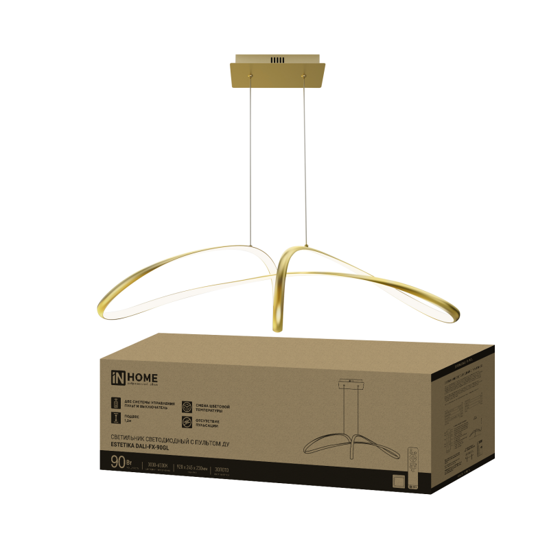 Светильник светодиодный ESTETIKA DALI-FX-90GL 90Вт 230В 3000-6500K 920х245x230мм 1.2м трос ДУ золото