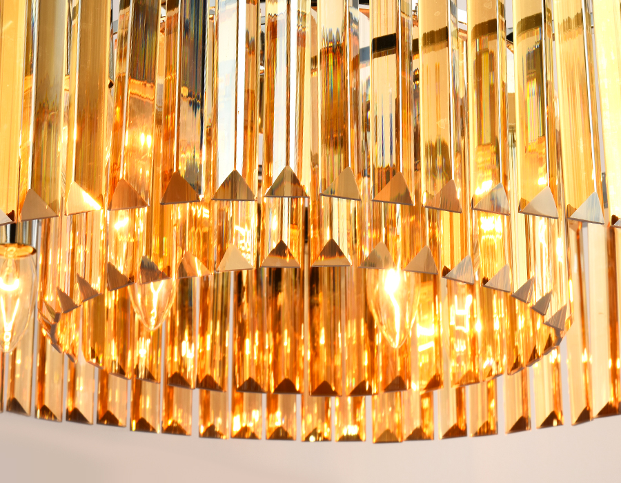 Подвесная люстра с хрусталем Ambrella TR5097/8 CH/TI хром/янтарь E14/8 max 40W D600*760