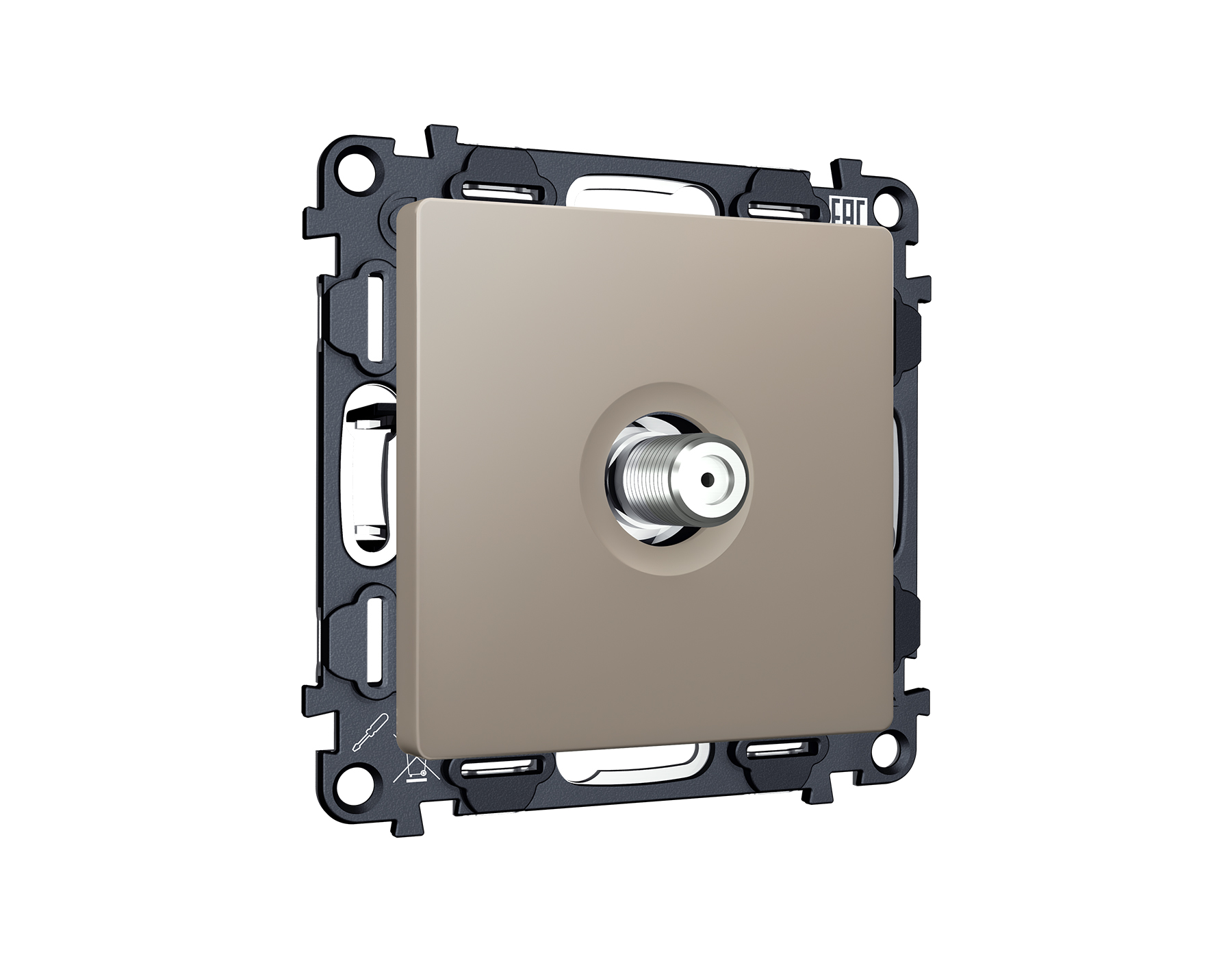 MA373050 Комплект механизма TV розетки SAT 5-2400MHz 3.5dB ALFA Серо-бежевый матовый QUANT (AP3730, 