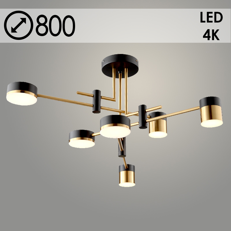 Люстра P536-6 BK+FGD черный/золото LED 48W 4000K d800, ZOK22
