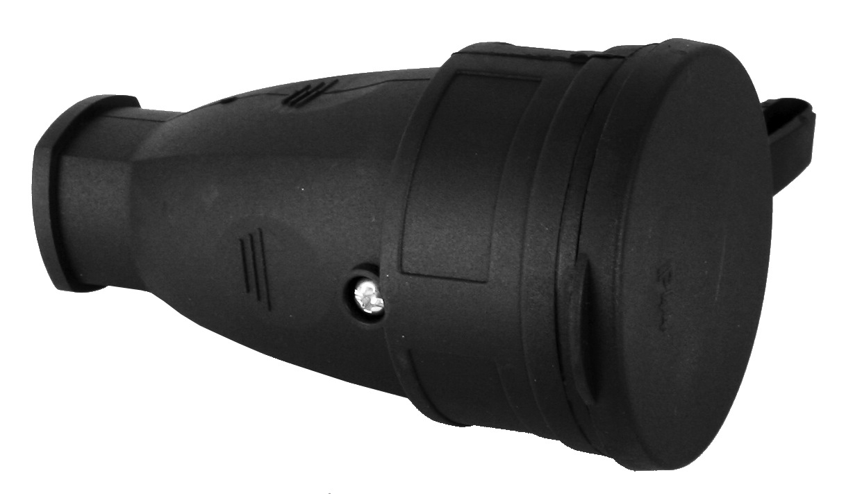 Volsten Sb1-MZ Black, Каучуковая розетка IP44 Черная (1 гн.,разбор.,земля, Модель РА16-005)