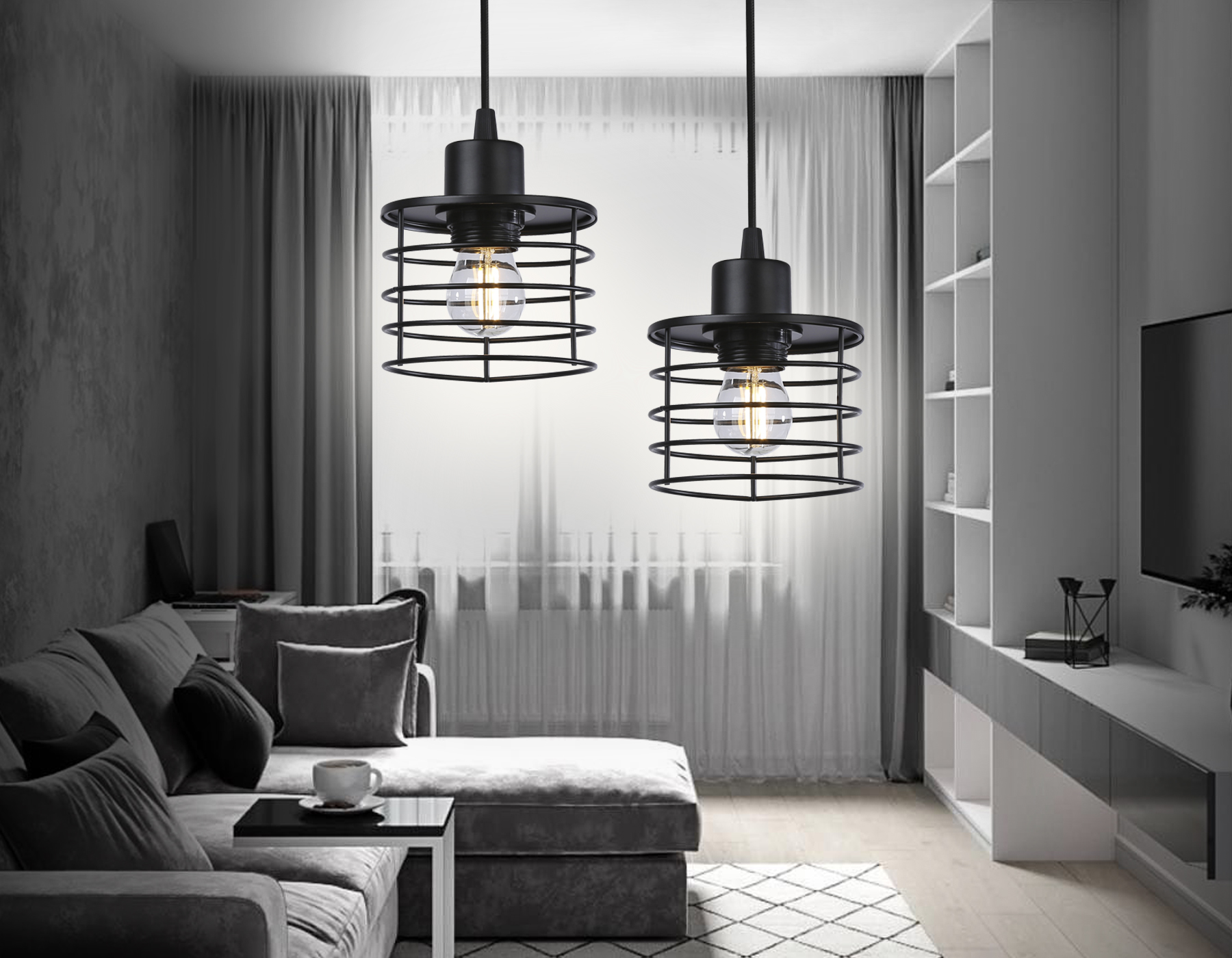 Светильник подвесной в стиле лофт Ambrella TR8068 BK черный E27 max 40W D120*950