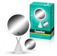 Зеркало CAMELION  M282-DL C01 бел.с LED подсветкой,1x/ съёмн.5x-увелич.,днев.свет,5Вт,4*LR03 /USB(3)