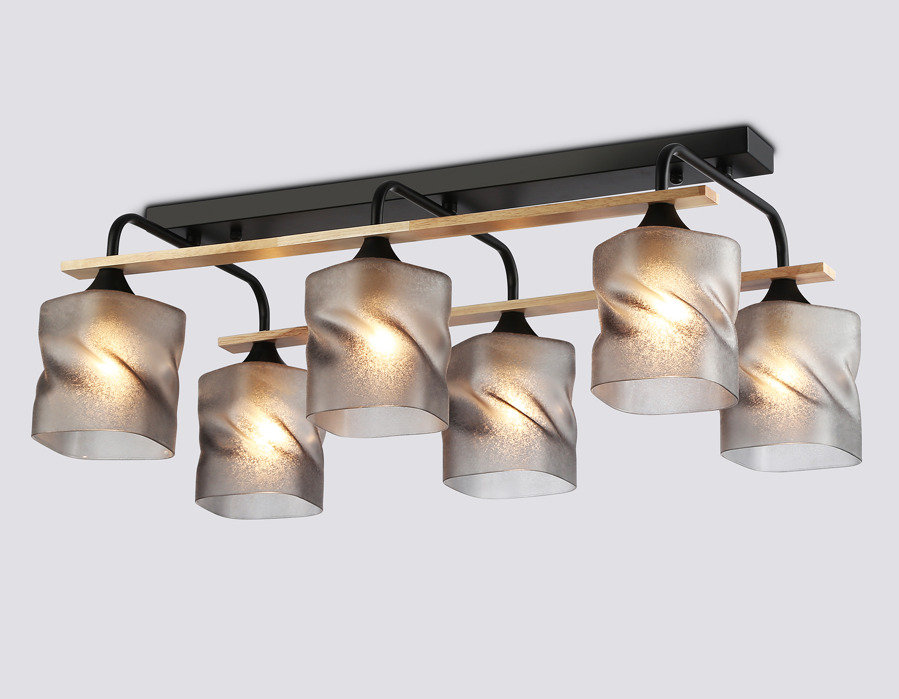 Светильник потолочный Ambrella TR3033250/6 BK/WD черный/дерево E27/6 max 60W 580*340*245