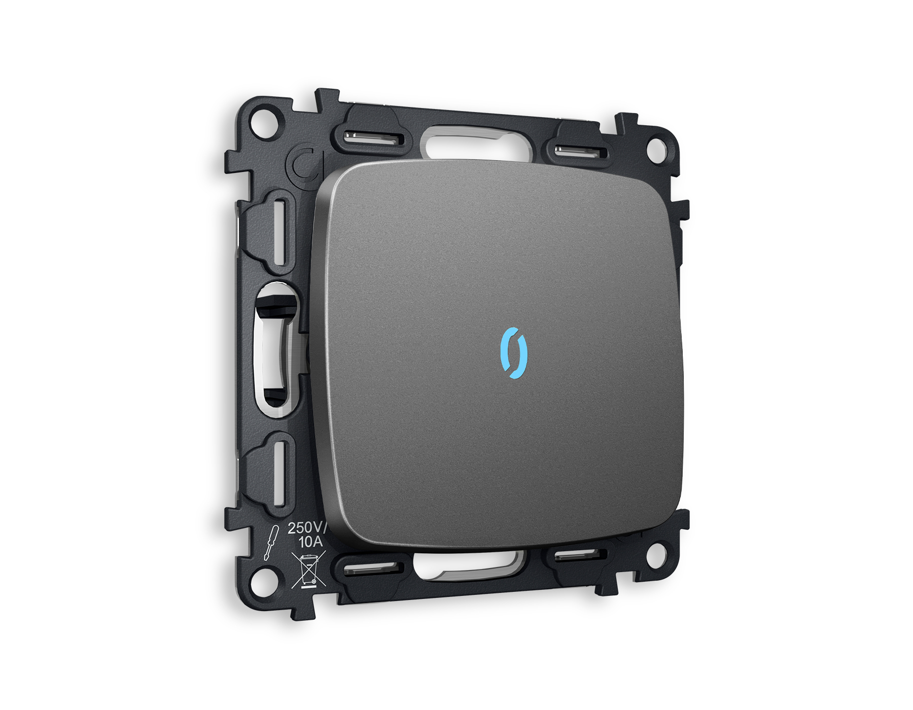 MO652040 Комплект механизма 1-кл прох.выкл подсв 10000K OMEGA Антрацит серы QUANT(OP6520,VM105,G29B)