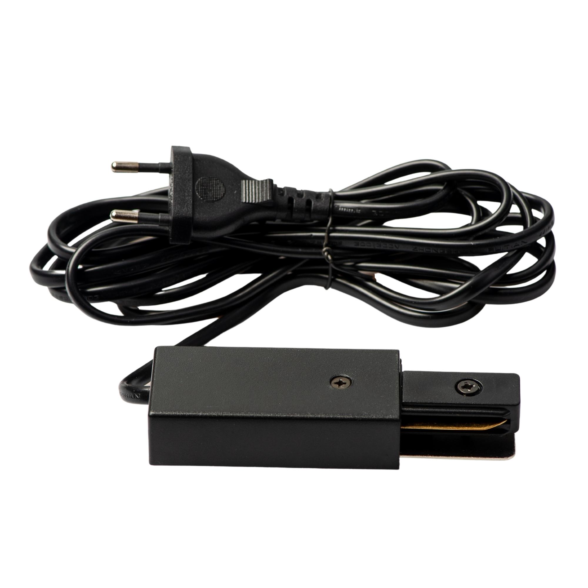 Ввод питания VOLPE UBX-Q122 G02 BLACK 1 POLYBAG для шинопровода типа G. Провод 3м и вилка, Черный