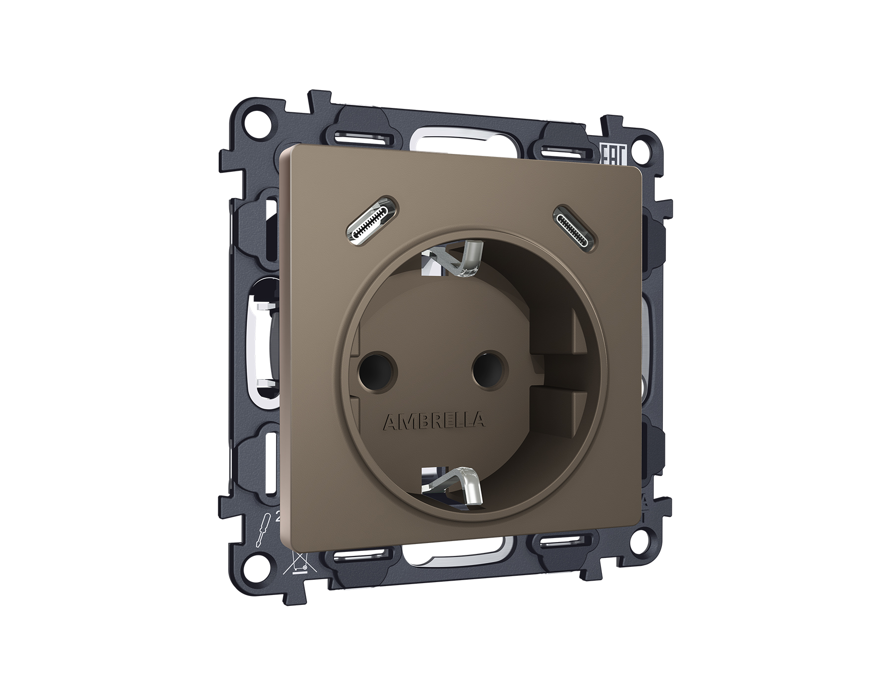 MA640510 Комплект механизма электрической розетки 2USB С+C 20W с/з на винтовых зажимах 16A-250V ALFA