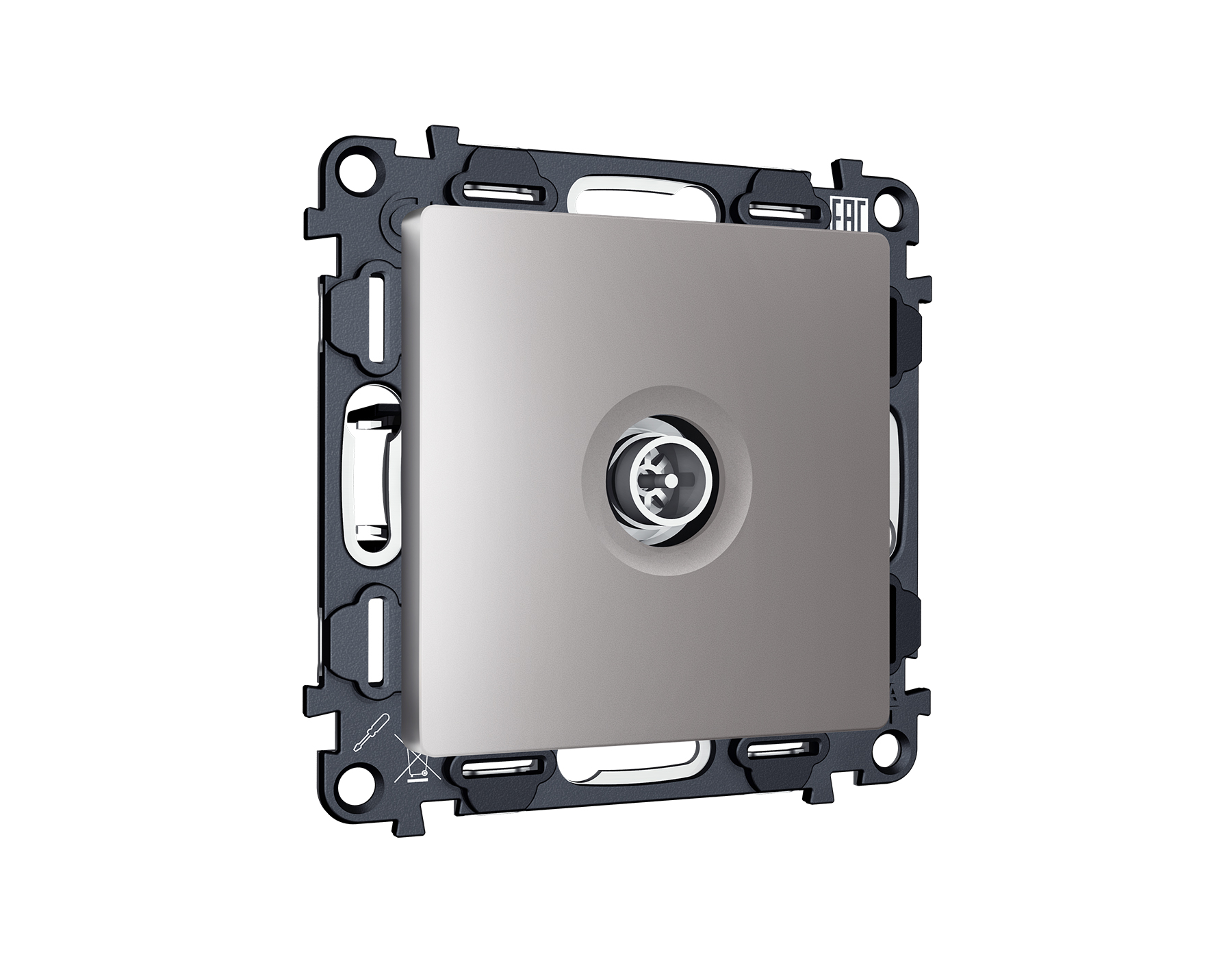 MA513005 Комплект механизма TV розетки оконечной экранированной 5-1000MHz 3dB ALFA Сталь матовый QUA