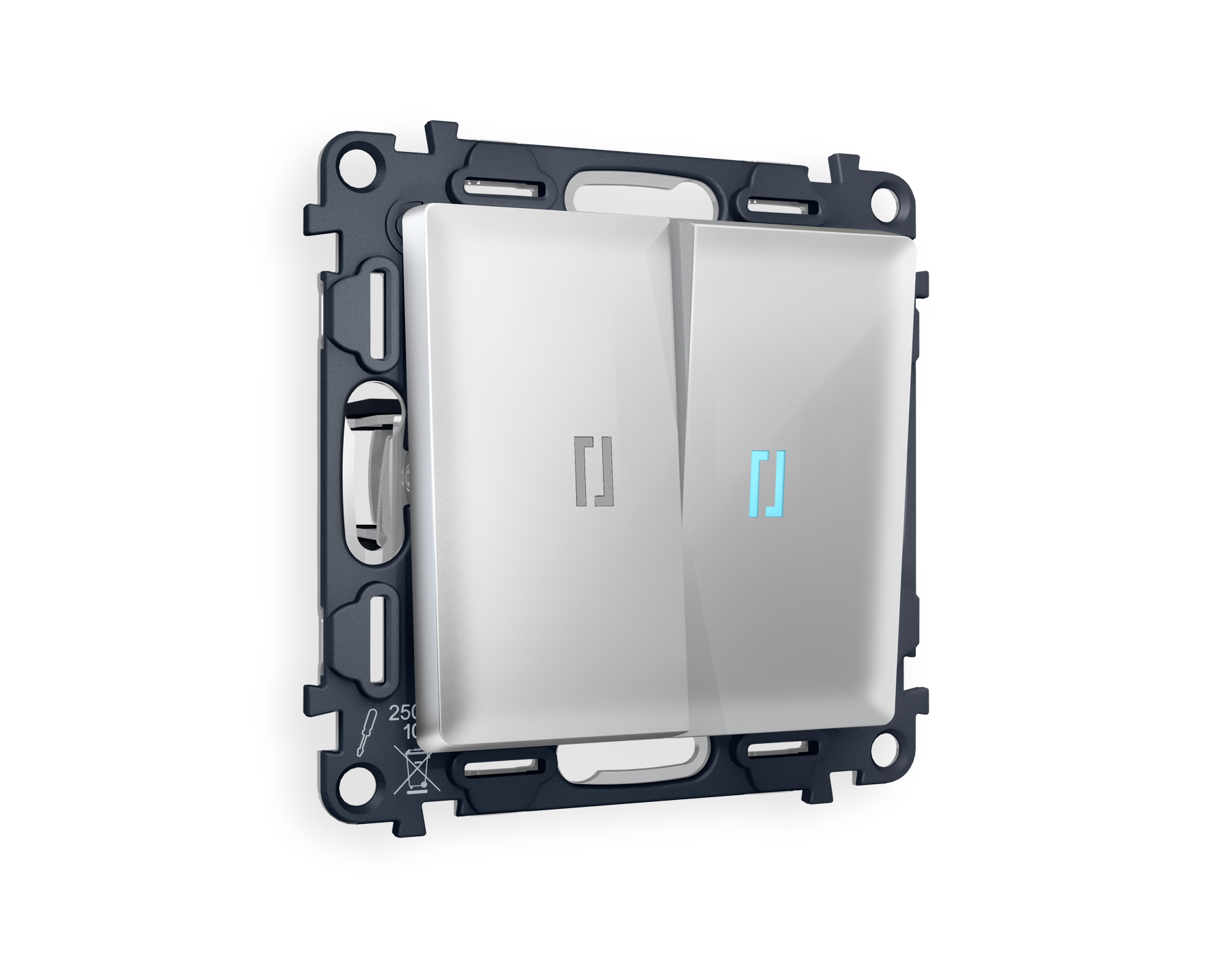 MA404020 Комплект механизма 2-кл выкл с подсв 10000K ALFA Серебро глянец QUANT (AP4040,VM115,G17B)