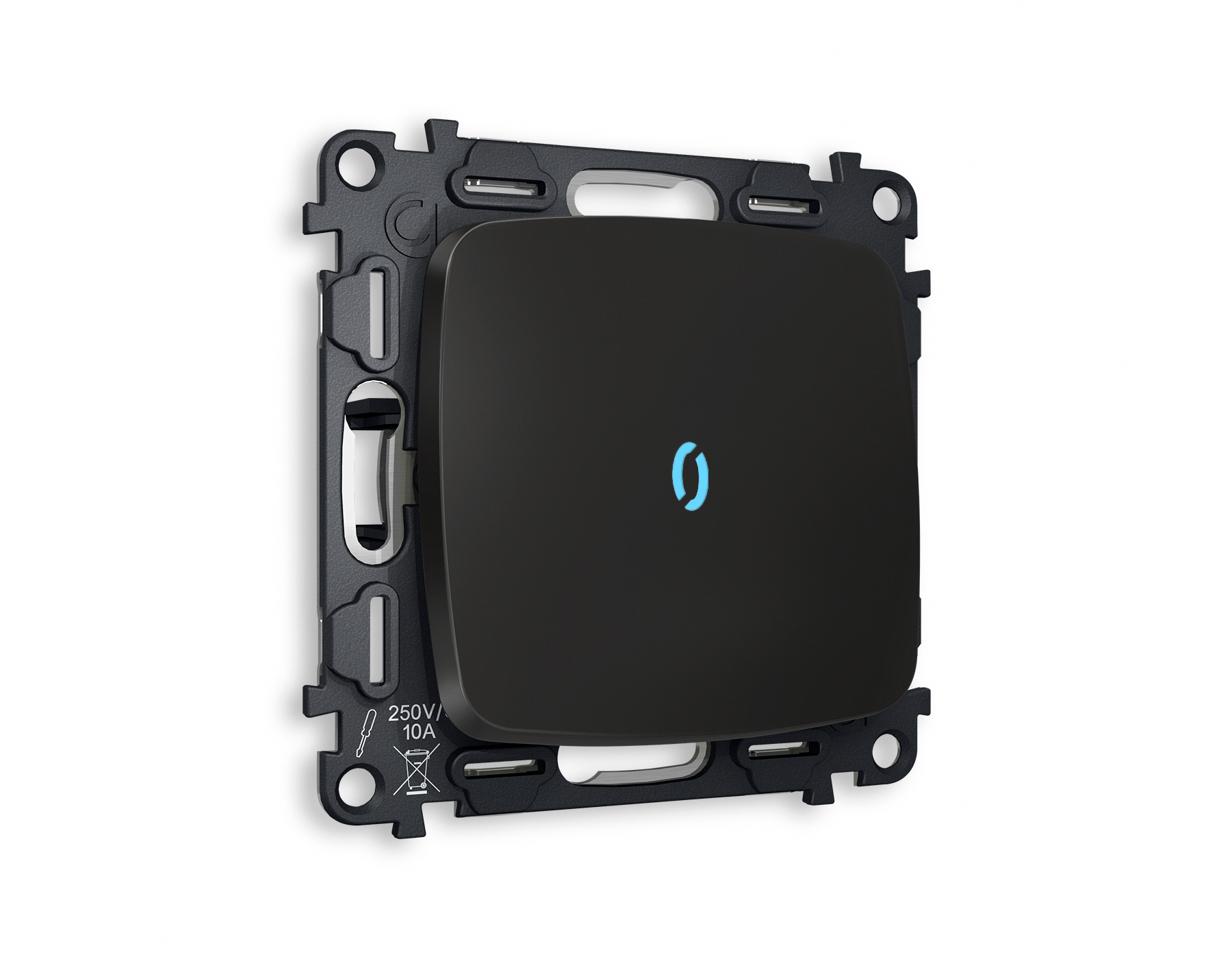 MO802040 Комплект механизма 1-кл прох.выкл подсв 10000K OMEGA Черный матовы QUANT(OP8020,VM105,G29B)