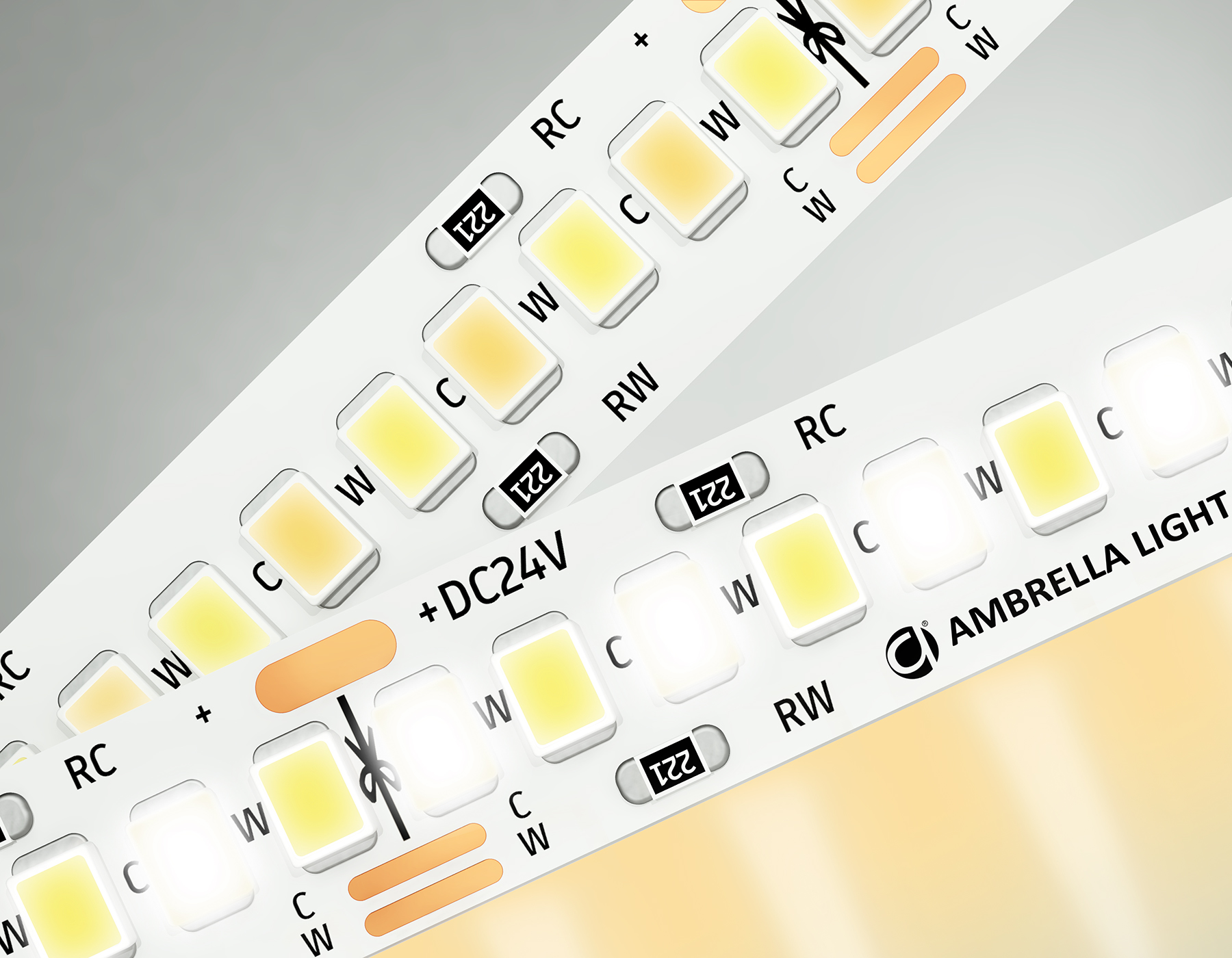 Светодиодная лента AMBRELLA GS4151 2835 240Led/ 18W m/ 24V IP20 CCT 3000-6500K/5000*10*1.2mm 