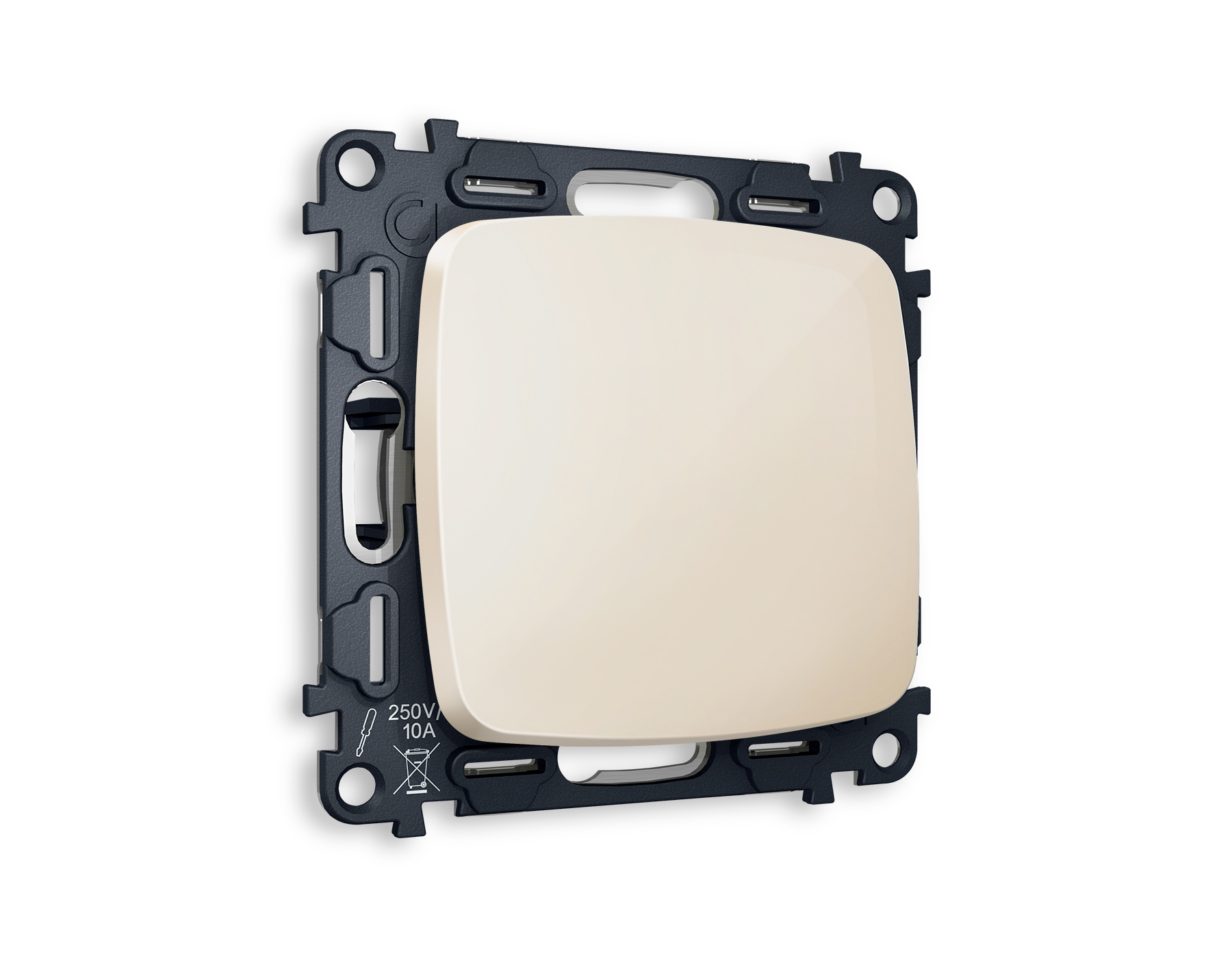 MO301020 Комплект механизма 1-кл проходного выключателя OMEGA Бежевый глянец QUANT (OP3010, VM105)