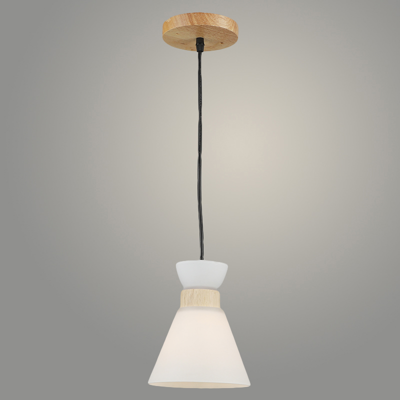 Подвес N5628/1HQ WOOD+WT белый 1х40W Е27 d155 h800, QH23