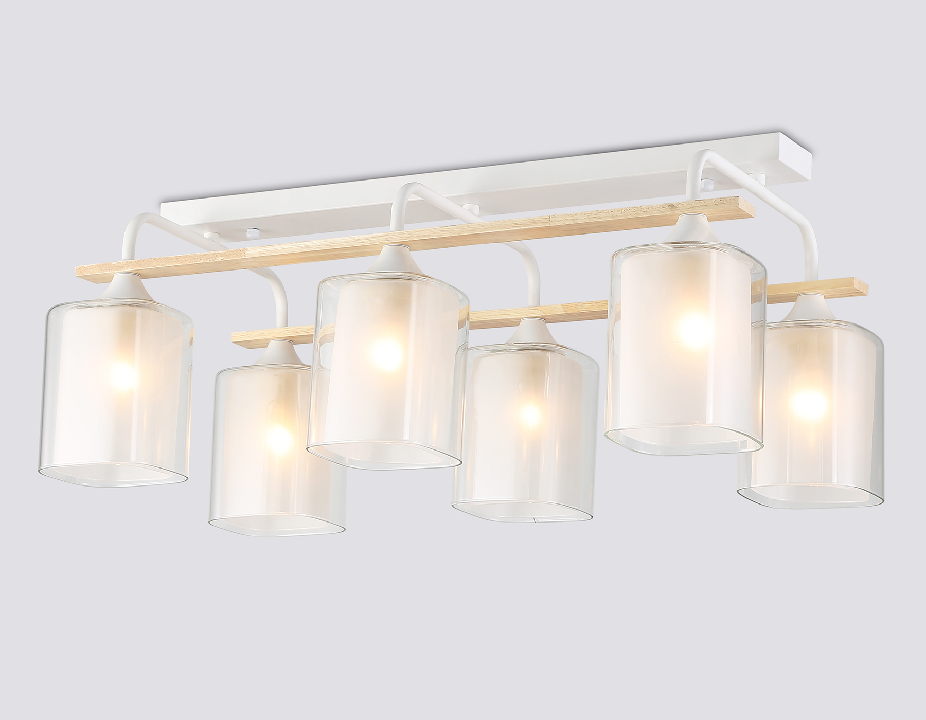Светильник потолочный Ambrella TR3033247/6 WH/WD белый/дерево E27/6 max 60W 580*340*245