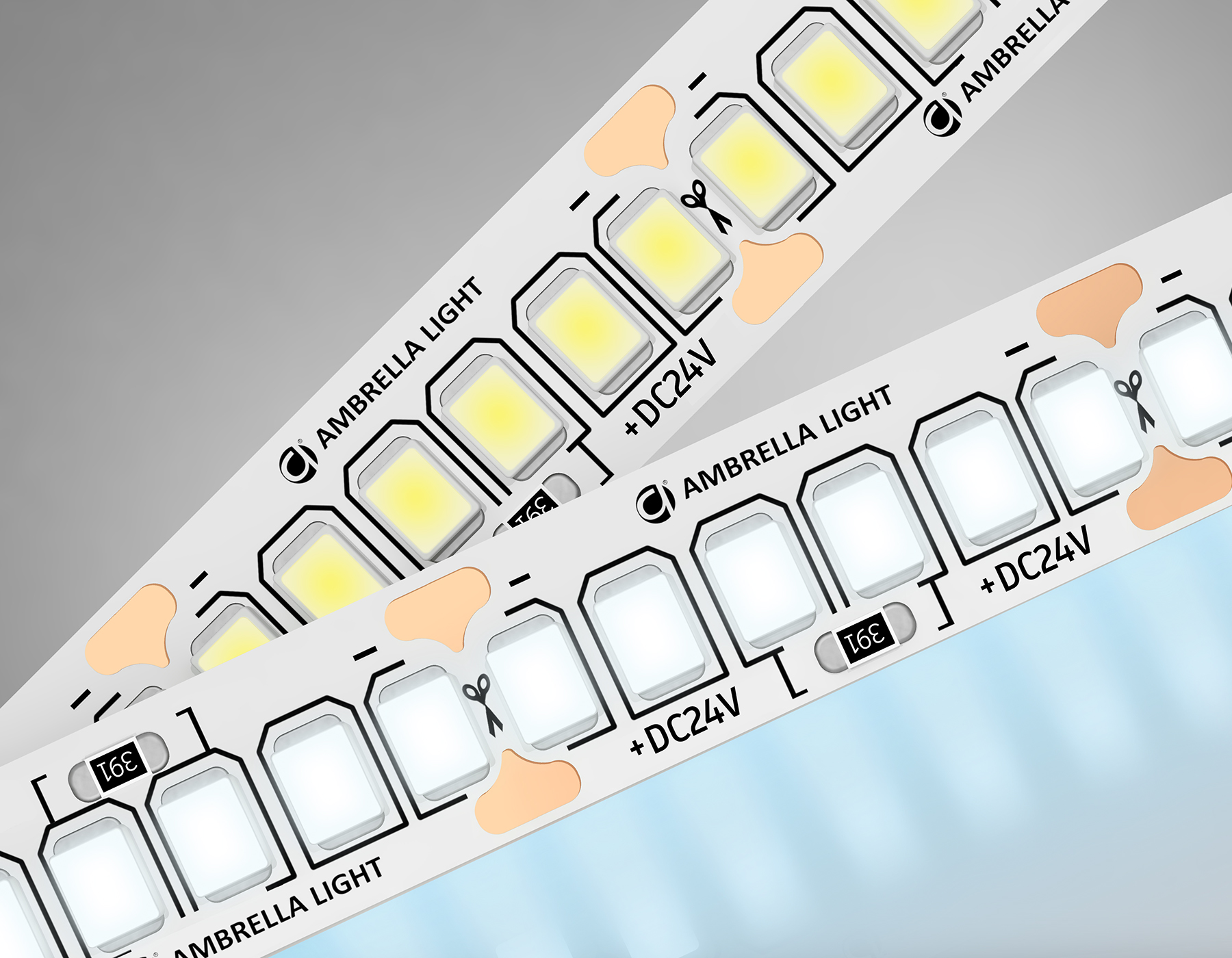 Светодиодная лента AMBRELLA GS3303 2835 240Led/ 18W m/ 24V IP20 6500K/ 5000*10*1.2mm (2 конт.)