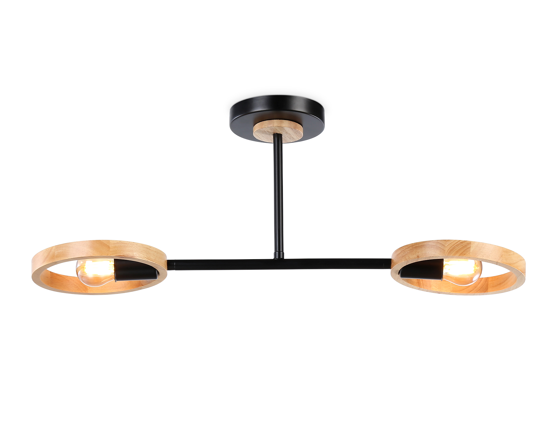 Подвесной светильник TR8244/2 BK/LWD черный/светлое дерево E27/2 max 40W 590*165*220