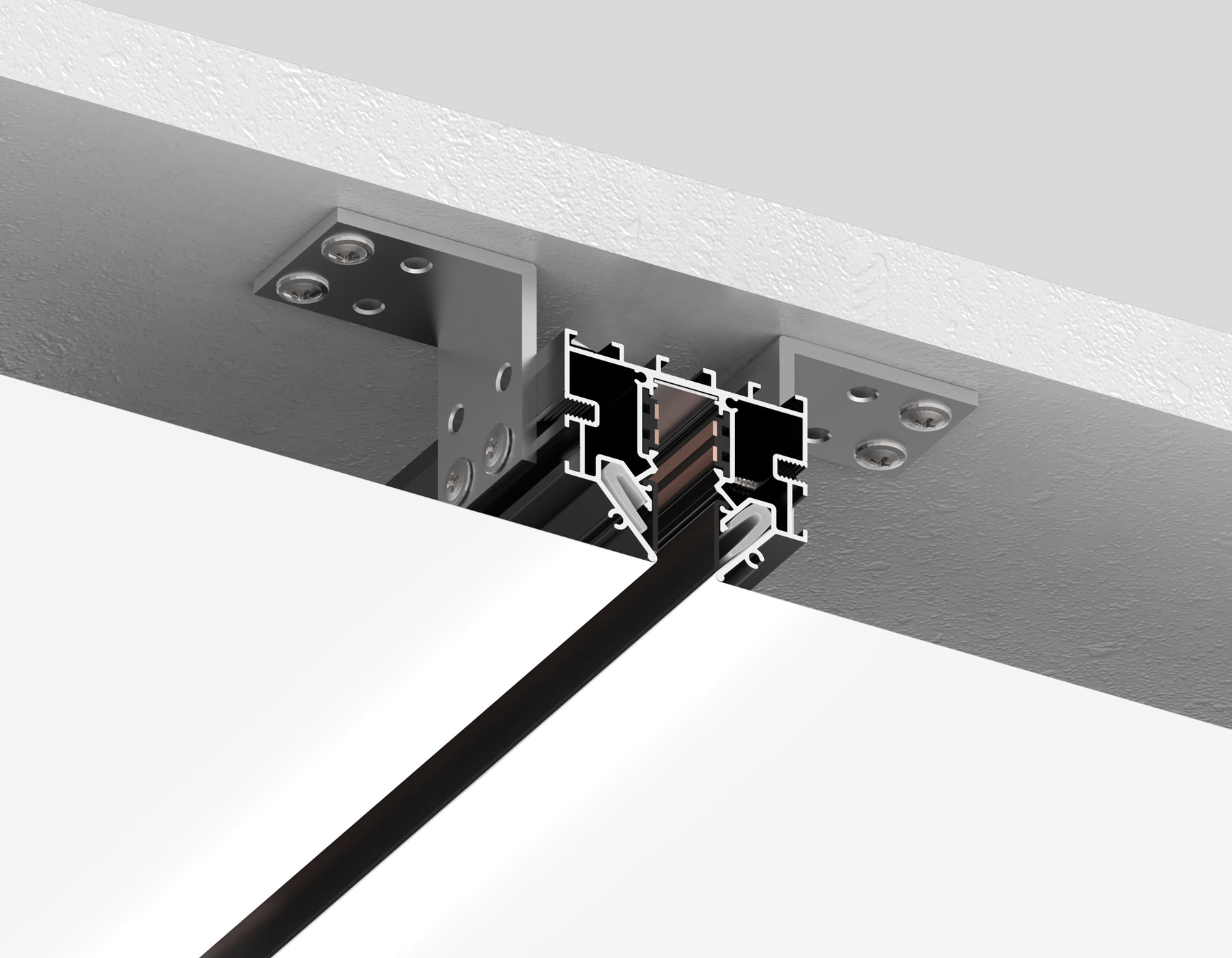 Шинопровод для монтажа в натяжной ПВХ потолок Magnetic standard 48V GL1950 BK IP20 48V 3000*50*43