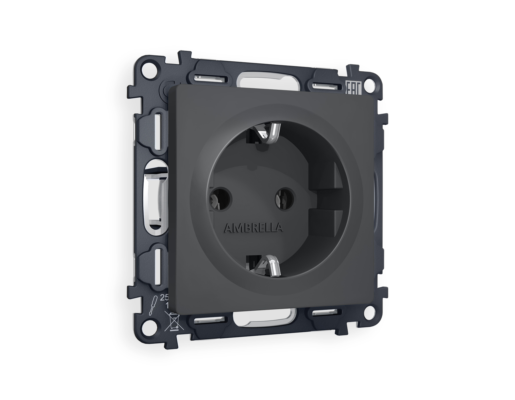 MA906010 Комплект механизма электр розетки ALFA Графит мягкое касан с/з винт/заж QUANT(AP9060,VM141)