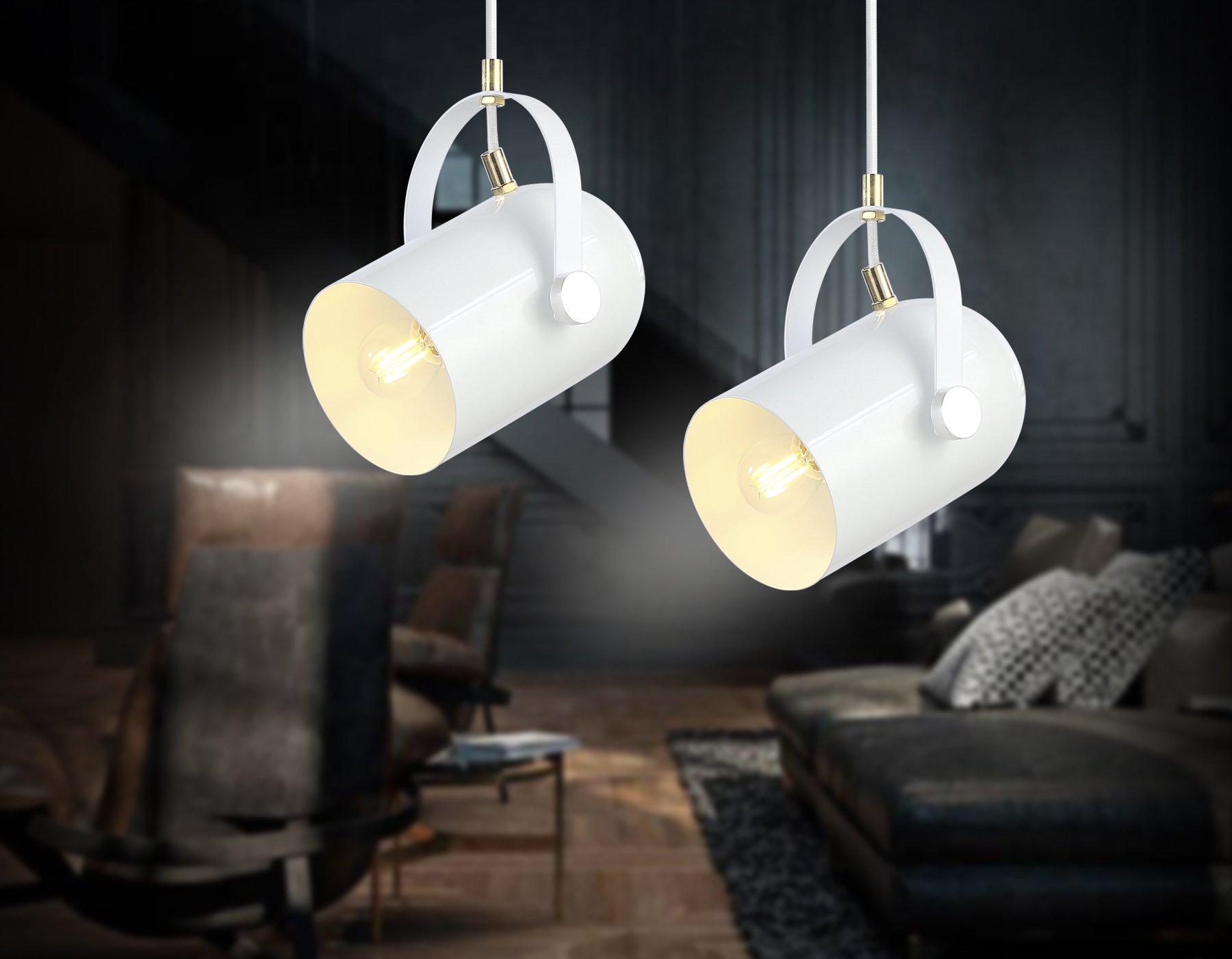 Светильник подвесной в стиле лофт Ambrella TR8205 WH белый E27 max 40W D117*1035