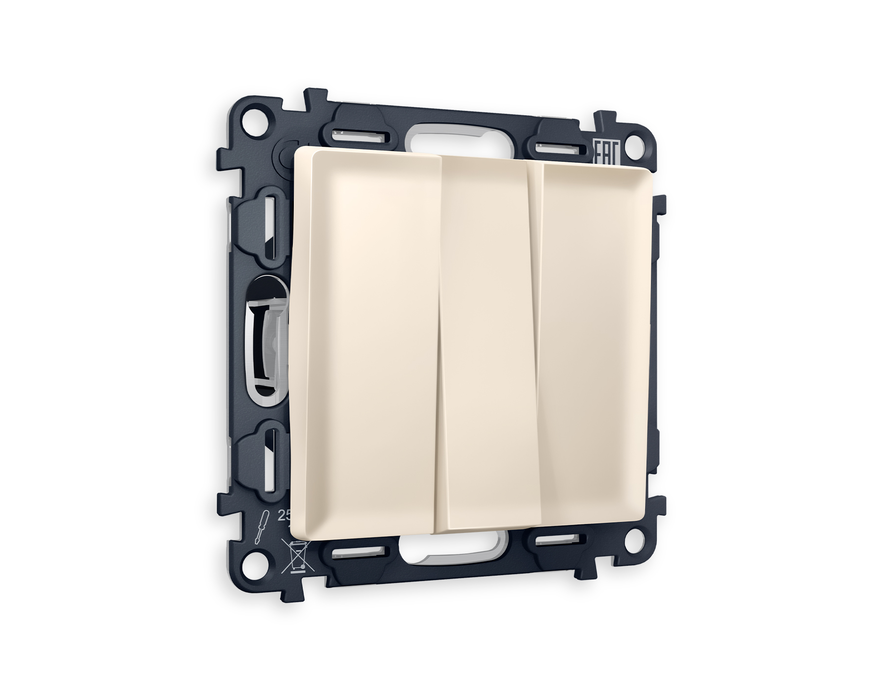 MA325010 Комплект механизма 3-кл выключателя ALFA Бежевый матовый QUANT (AP3250, VM133)