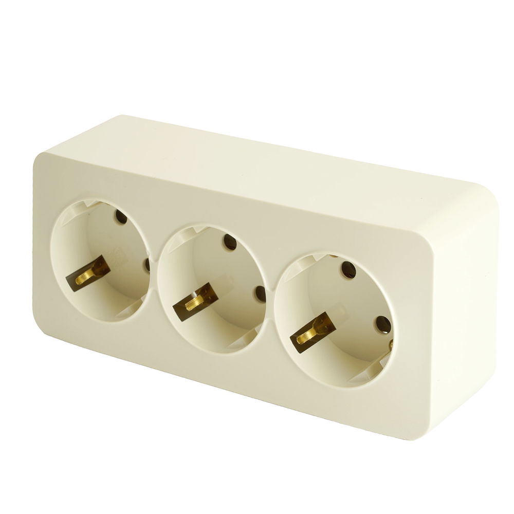 Розетка 3-местная с/з, серия София, 250В, 16А, IP20, MST16-13-04, слоновая кость (5/100)