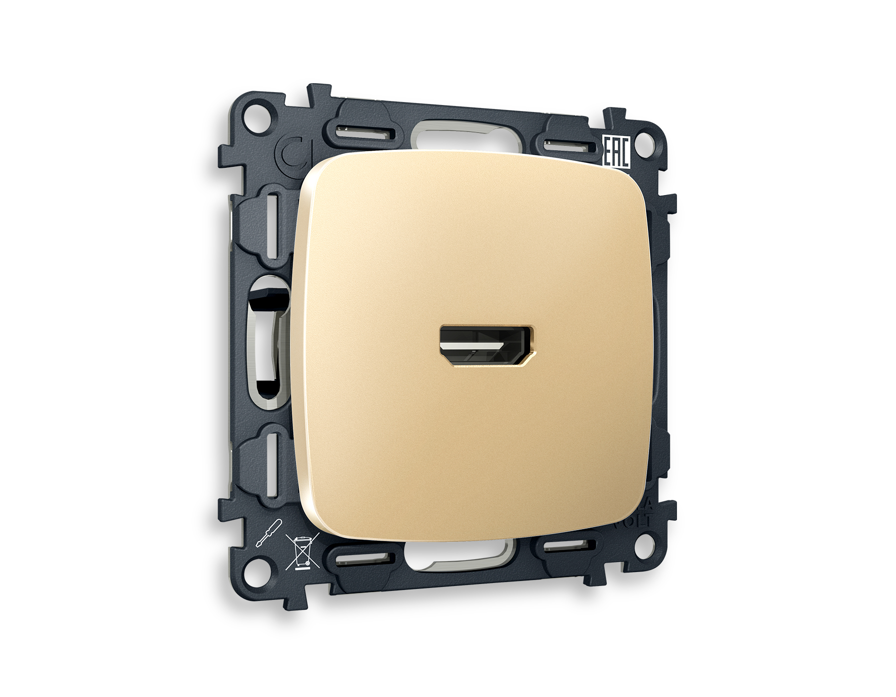 MO614010 Комплект механизма розетки HDMI 2.0 OMEGA Шампань 40V/500mA 2.0GHz QUANT (OP6140,VM222)