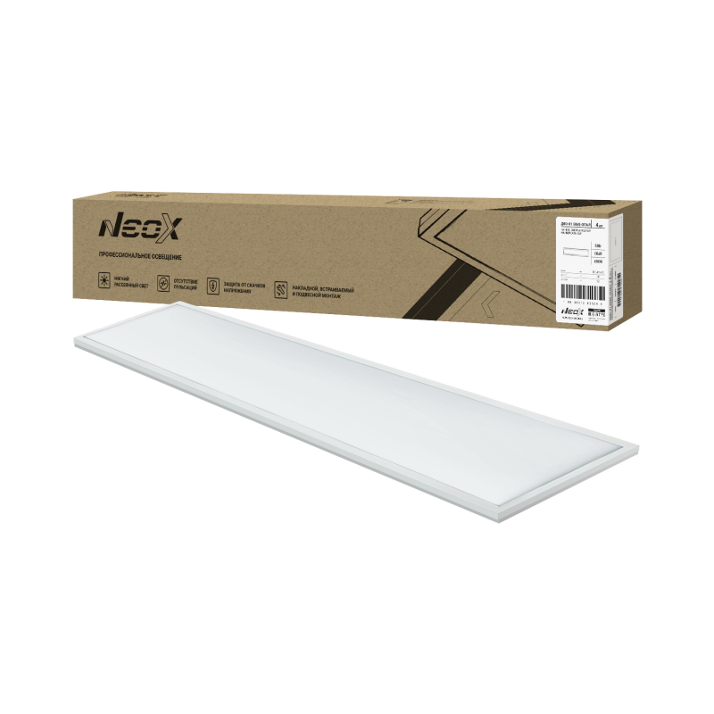 Панель светодиодная универсальная ДВО-01 5040-ОПАЛ 50Вт 4000К IP40 1195x180х30мм NEOX