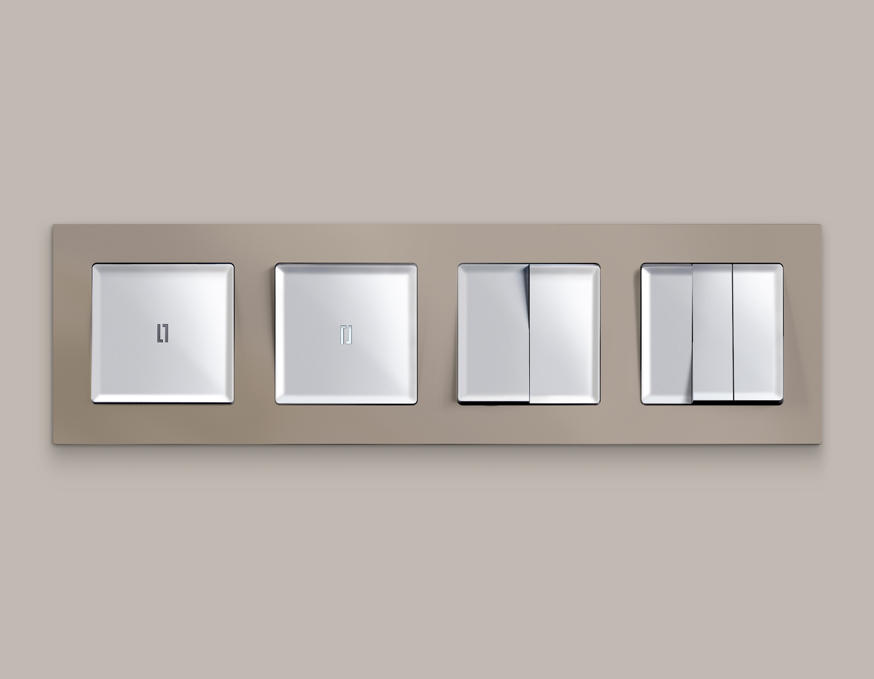 MA402015 Комплект механизма 1-кл выкл с подсв 5600K ALFA Серебро глянец QUANT (AP4020,VM101,G14W)