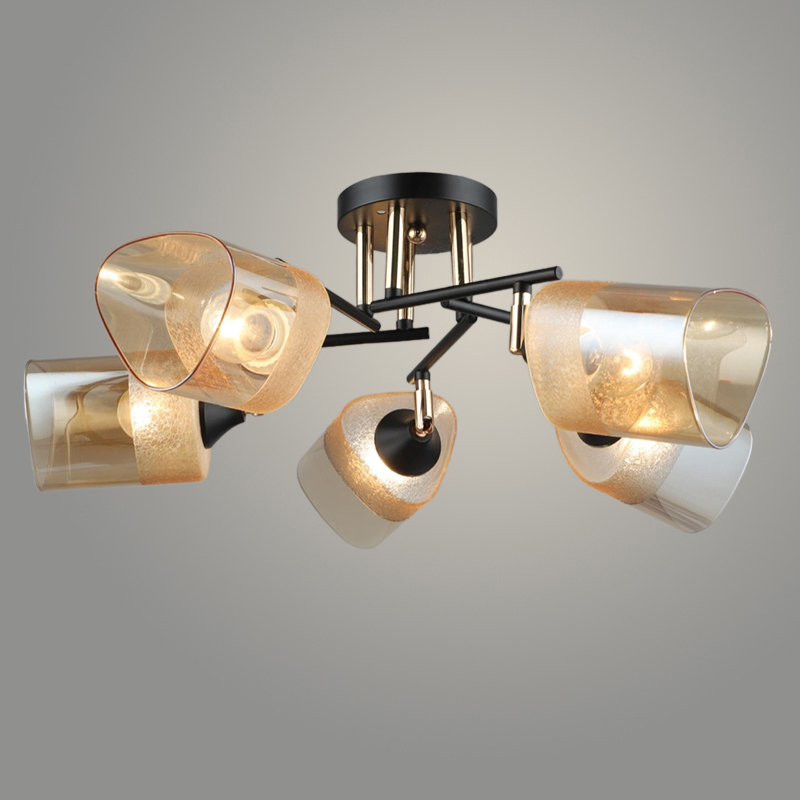 Люстра K2148/5 BK+FGD черный/золото 5x40W E27 d600 h200, QH23