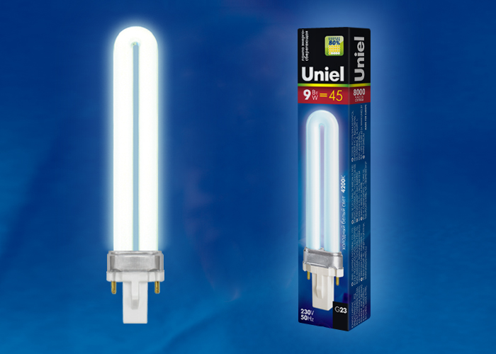 Лампа энергосберегающая UNIEL ESL-PL-9/4000/G23