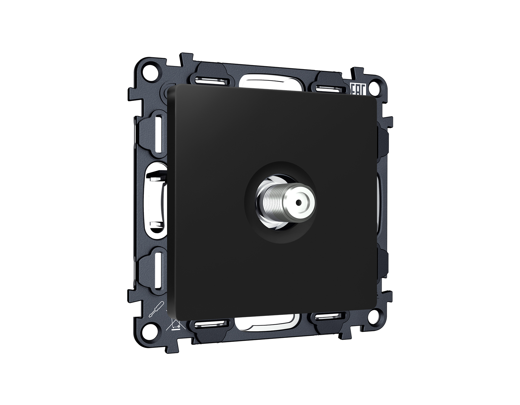 MA813050 Комплект механизма TV розетки SAT 5-2400MHz 3.5dB ALFA Черный матовый QUANT (AP8130, VM215)