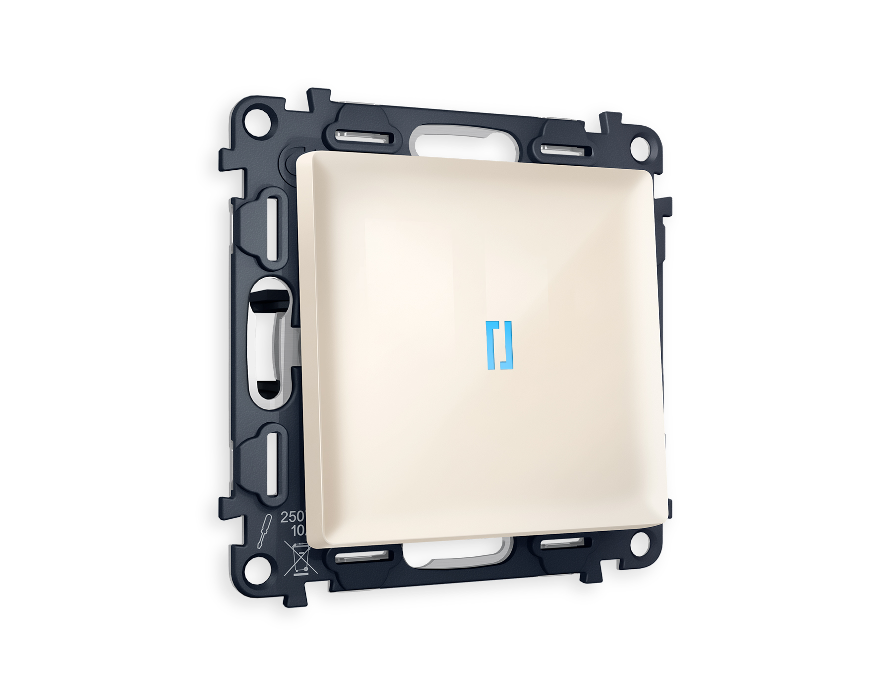 MA302040 Комплект механизма 1-кл прох.выкл с подсв 10000K ALFA Бежев глянец QUANT(AP3020,VM105,G29B)