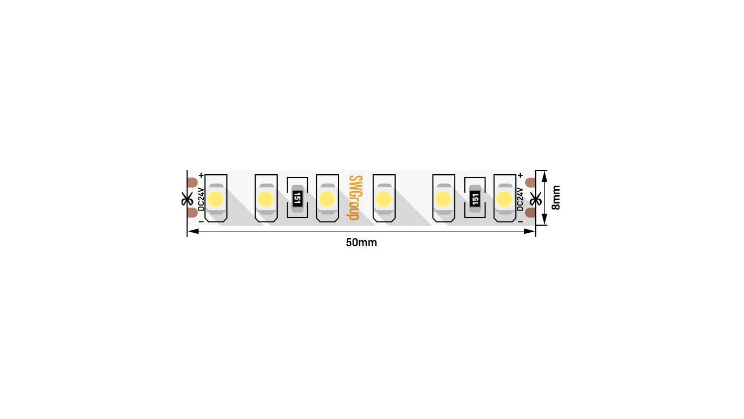 Лента светодиодная SWG SWG3120-24-9.6-W-65-М 3528 120 LED/м 9,6 Вт/м 24В IP65 Холодный  белый