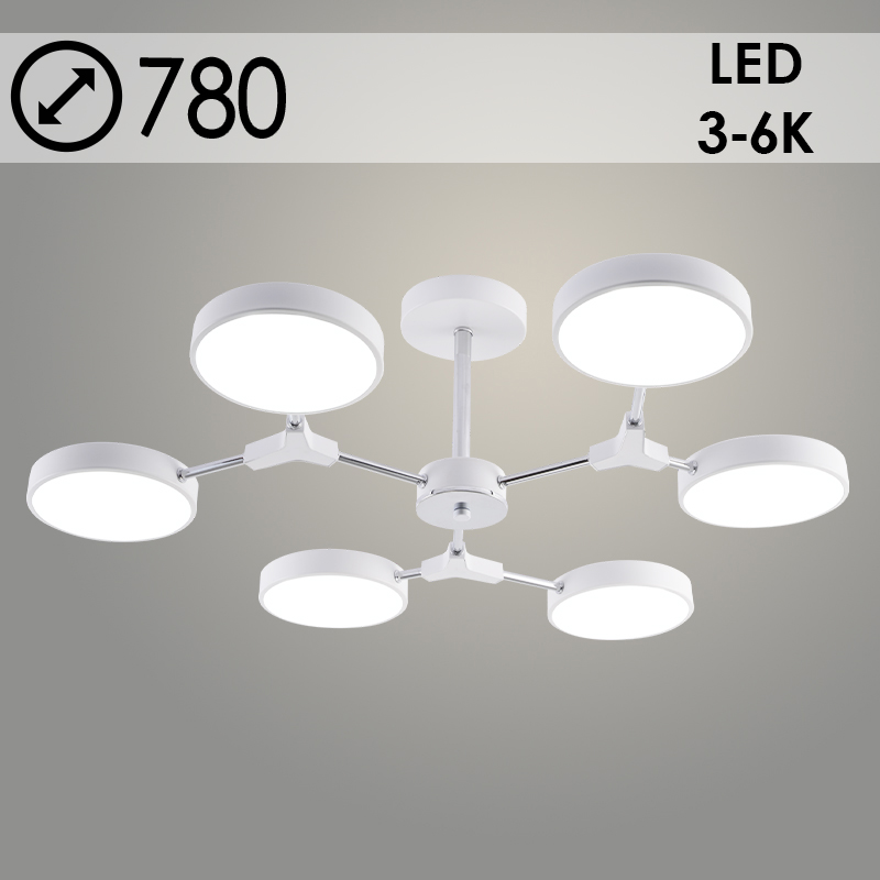 Люстра XI3246/6 WT+CR белый/хром 108W LED 3000-6000K d780 h210, HN23