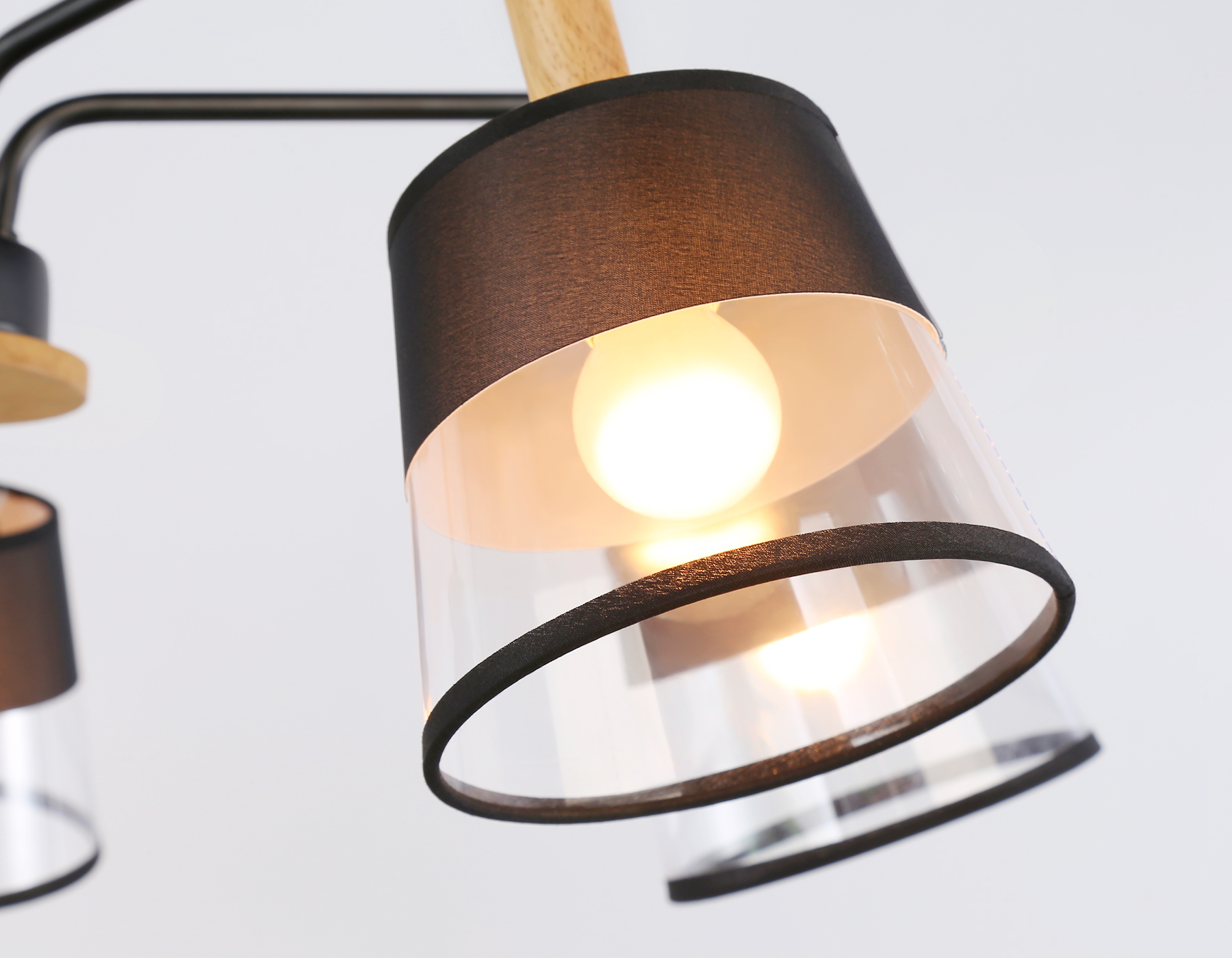 Светильник подвесной Ambrella TR4741/5 BK/LW черный/светлое дерево E27/5 max 40W D760*350
