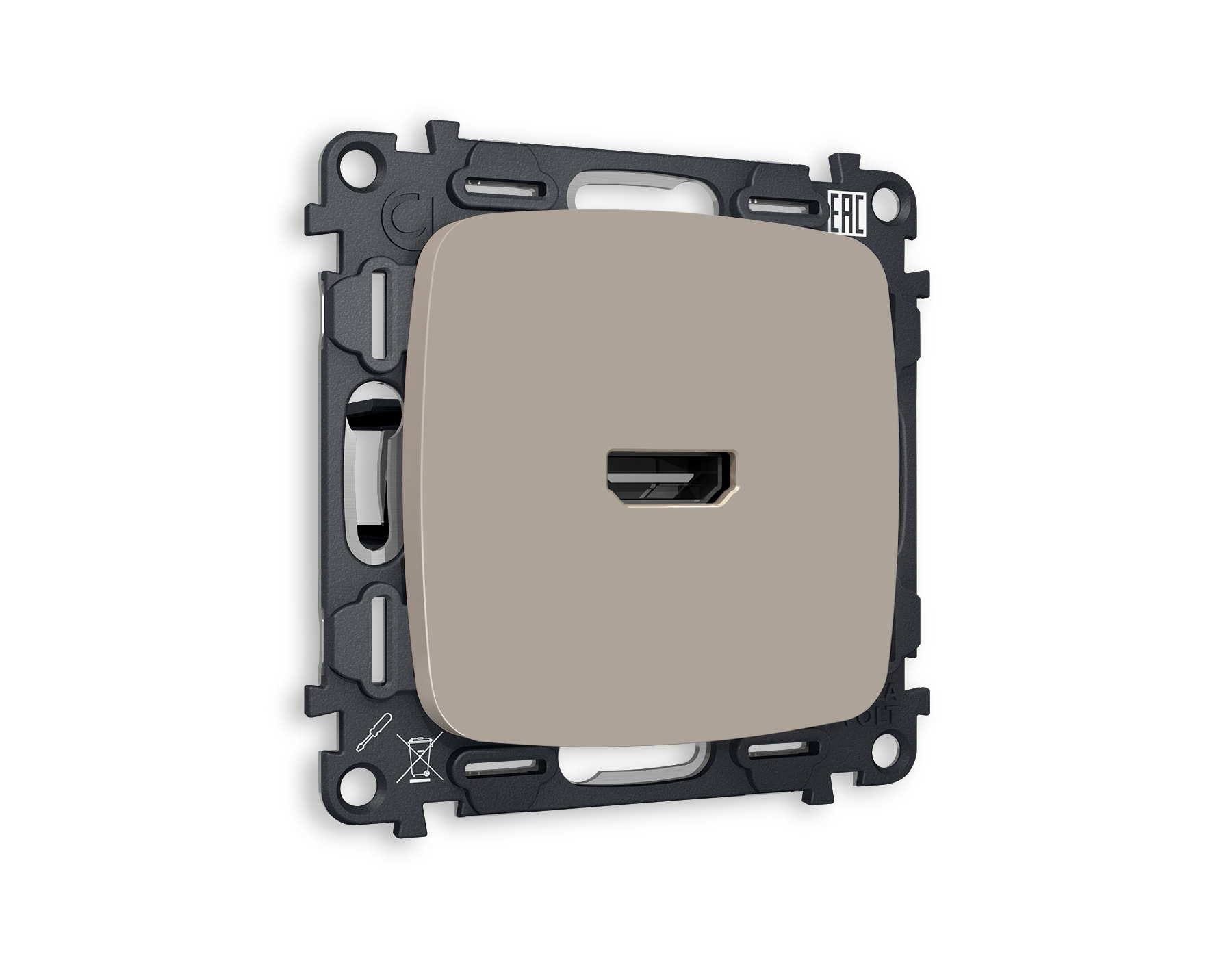 MO374010 Комплект механизма розетки HDMI 2.0 OMEGA Серо-беж мат 40V/500MO 2.0GHz QUANT(OP3740,VM222)