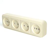 Розетка 4-местная б/з, 250В, 16А, IP20, PST16-60-20, слоновая кость, серия БРЕСТ
