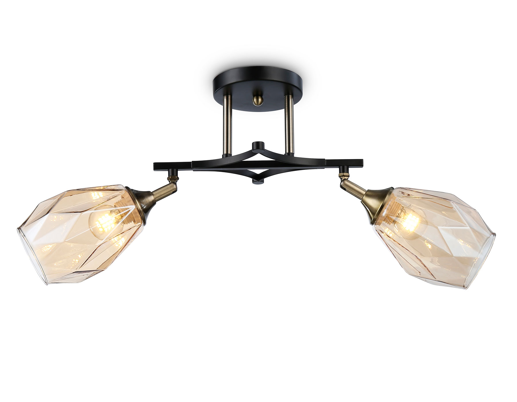 Светильник подвесной Ambrella TR303032/2 SB/BK/TI бронза/черный/янтарь E27/2 max 40W 580*145*280
