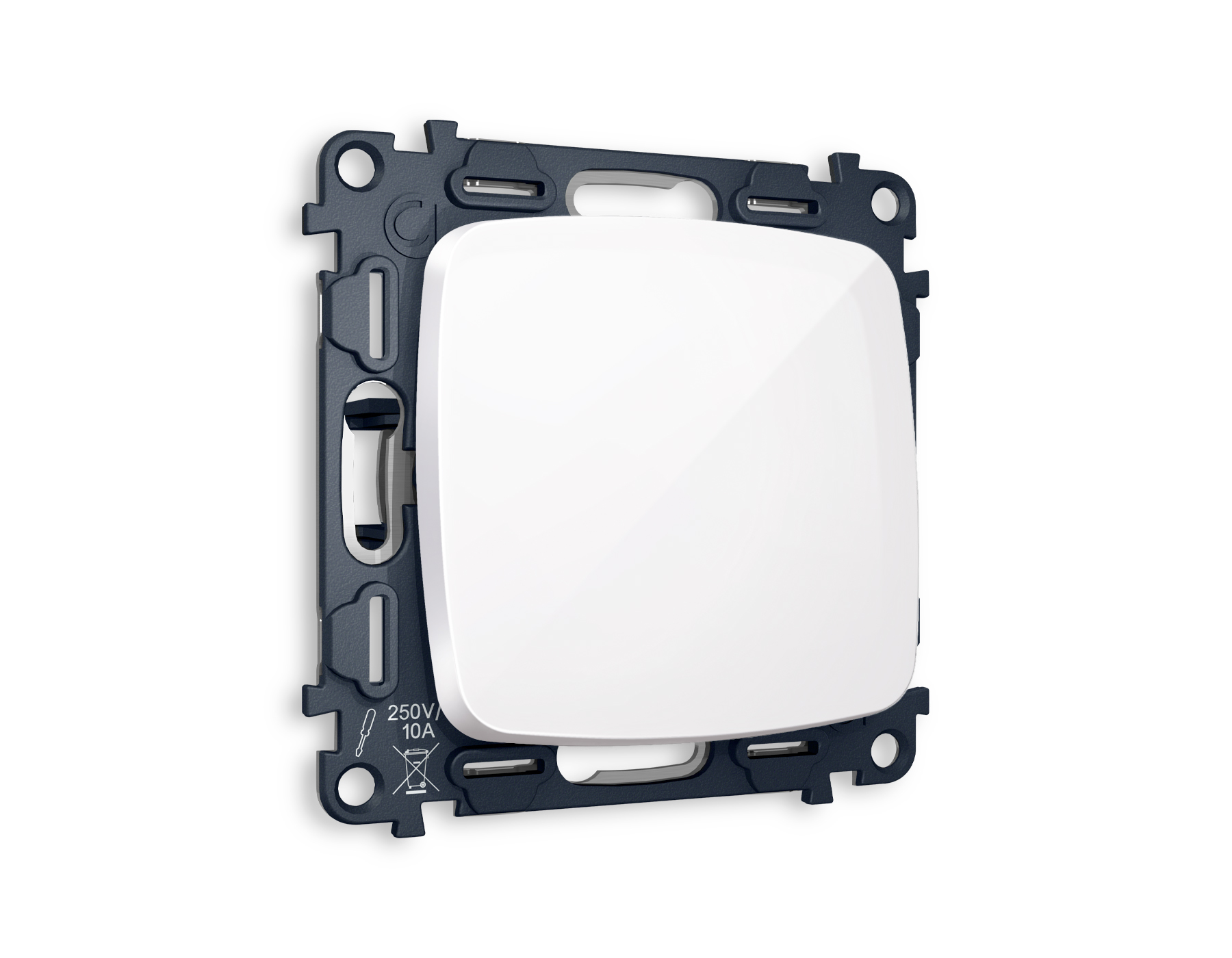 MO101010 Комплект механизма 1-кл выключателя OMEGA Белый глянец QUANT (OP1010, VM101)