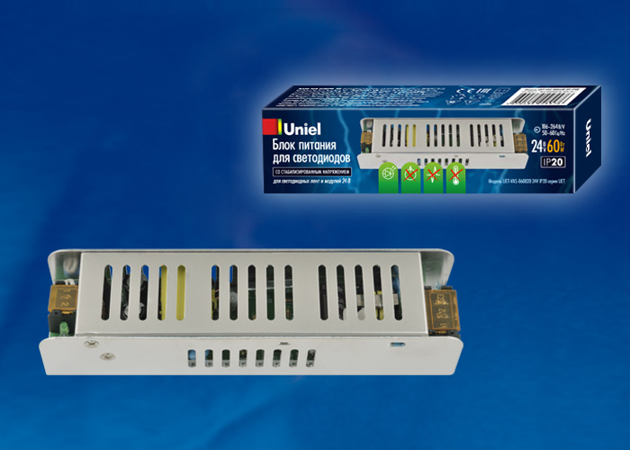 Блок питания UNIEL UET-VAS-060B20 24V IP20 60Вт Металлический корпус