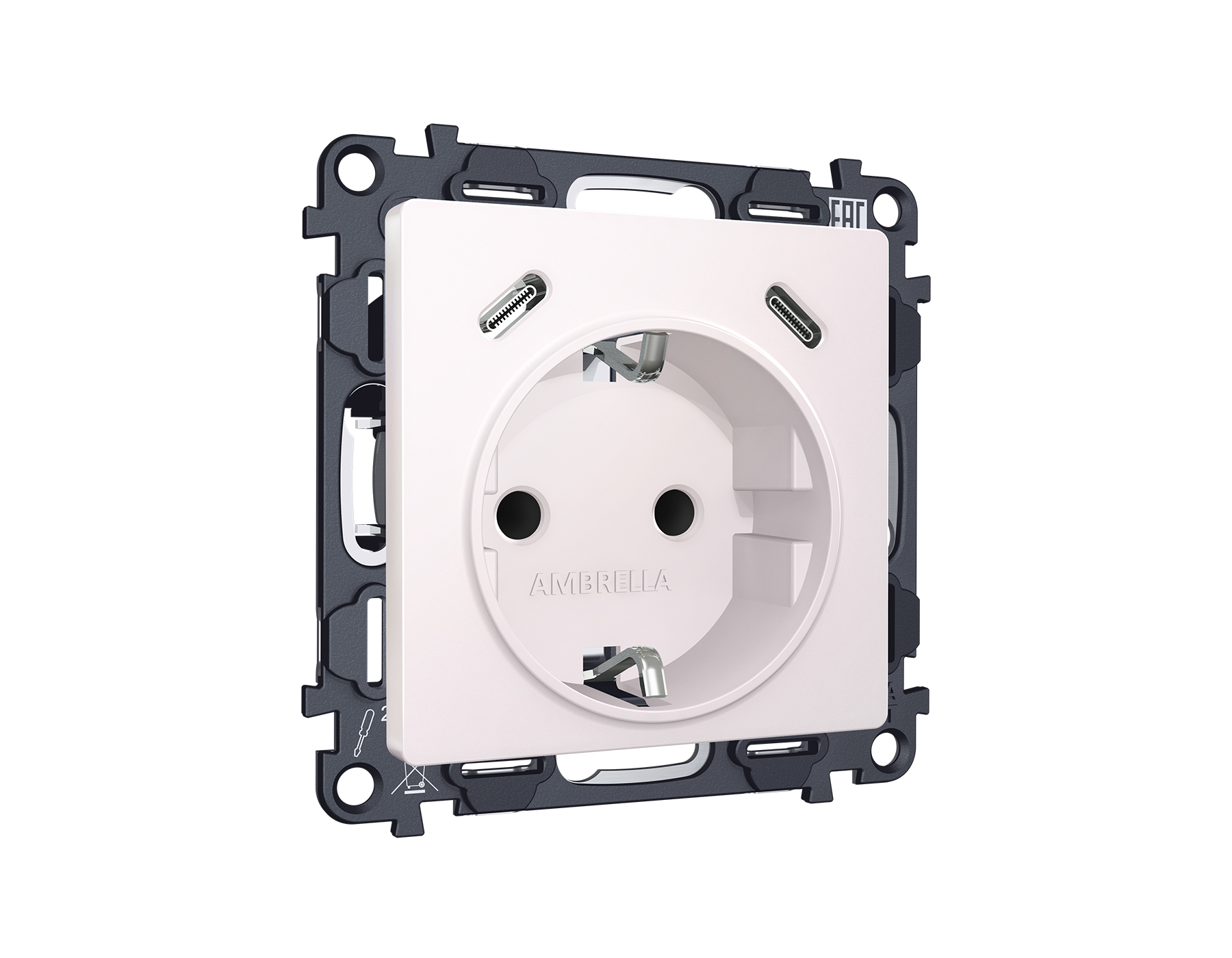 MA210510 Комплект механизма электрической розетки 2USB С+C 20W (быстрая зарядка) с/з на винтовых заж